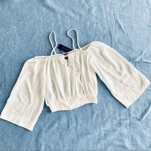 Boutique White Dressy Crop Top